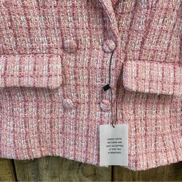NWT More To Come Ashtyn Tweed Blazer in Baby Pink Revolve S - Picture 10 of 11